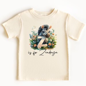 Body de bebé y camisetas para niños pequeños con el nombre personalizado de la letra Z, equipo de animales, personalizado con el nombre en letra grande escrita a mano para niños