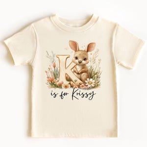 Body de bebé y camisetas para niños pequeños con el nombre personalizado de la letra K, equipo de animales, personalizado con el nombre en letra grande escrita a mano para niños