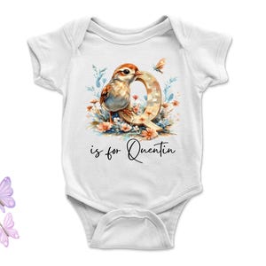 Body de bebé y camisetas para niños pequeños con el nombre personalizado de la letra Q, equipo de animales, personalizado con el nombre en letra grande escrita a mano para niños
