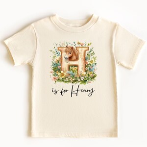 Body de bebé y camisetas para niños pequeños con el nombre personalizado de la letra H, equipo de animales, personalizado con el nombre en letra grande escrita a mano para niños