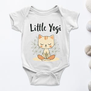 Little Yogi Yoga Baby Onesie Bodysuit Toddler Youth T-shirt tee cat namaste Spiritual Funny Cute Gift sis bro breathwork long short sleeve