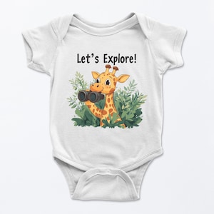 Lets Explore Cute Giraffe Adventure Explorer Toddler Kids Outdoor Nature Baby Shirt Hiking Camping Wildlife Outfit Adventure Baby Gift
