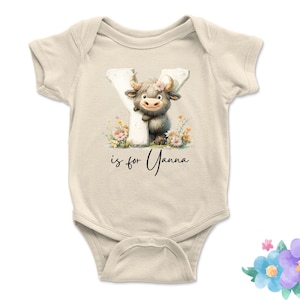Body de bebé y camisetas para niños pequeños con el nombre personalizado de la letra Y, equipo de animales, personalizado con el nombre en letra grande escrita a mano para niños
