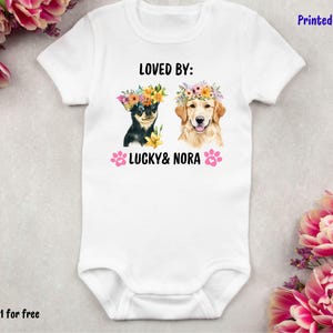 Protected by Dog Onesie, Protected By Pets, Watercolor Dog Design, Custom Baby Onesie, Custom Dog Onesie, Babyshower Gift, Newborn Baby Gift