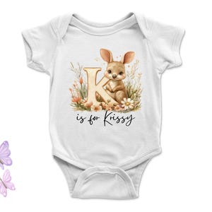 Customized Name Letter K Onesie Animal Team Baby Bodysuit & Toddler T-Shirts - Personalized with Name Big First Letter Handwritten for Kids