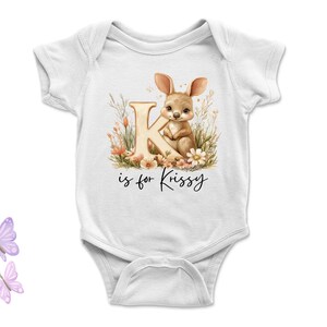 Body de bebé y camisetas para niños pequeños con el nombre personalizado de la letra K, equipo de animales, personalizado con el nombre en letra grande escrita a mano para niños