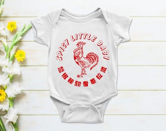 Spicy Little Baby Onesie Bodysuit Funny Cute Funny Gift for baby sister brother New Born New Mom present Laugh Red