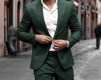 Men’s Elegant Suit Grooms Bespoke Suit Evening Party wear Suit Men Clothes And handmade Luxury Suit Gift For Him New arrive green suits