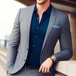 Men Luxury Grey Wedding Suits Event Party Wear Suit grey 2 Piece Suit Engagement Suits New arrived suits Ethnic wear suits casual fit suits image 1