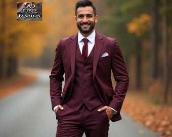 メンズスーツ メンズ バーガンディ フォーマル ファッション スリム