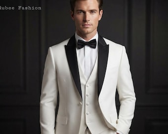 Luxury White 3-Piece Suit: Bespoke Groom Wedding Suit