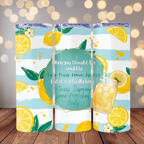 Easy-Peasy, Lemon-Zesty 20oz Skinny Tumbler Sublimation