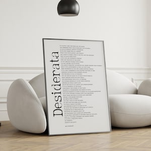 Literature Desiderata printable poem,Max Ehrmann Desiderata poster, Typography home office art,Desiderata poem print by Max Ehrmann