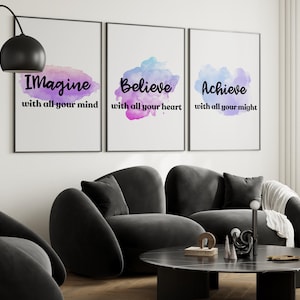 Inspirational Quotes Decor Motivational Decorations,Modern office set of 3 prints,workplace large printable wall art