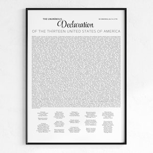 The Declaration of Independence | Independence Day | 4th of July | USA Patriotic Printable Wall Art | Military | Digital Printable