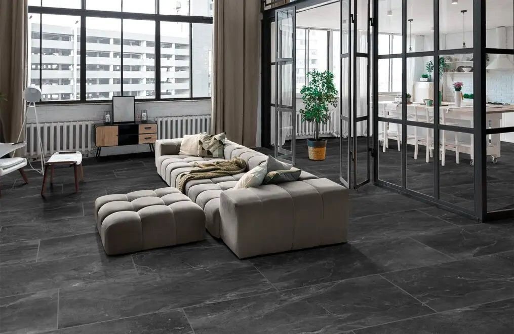 Rocky Black Matte 24X48 Wall And Floor Tile