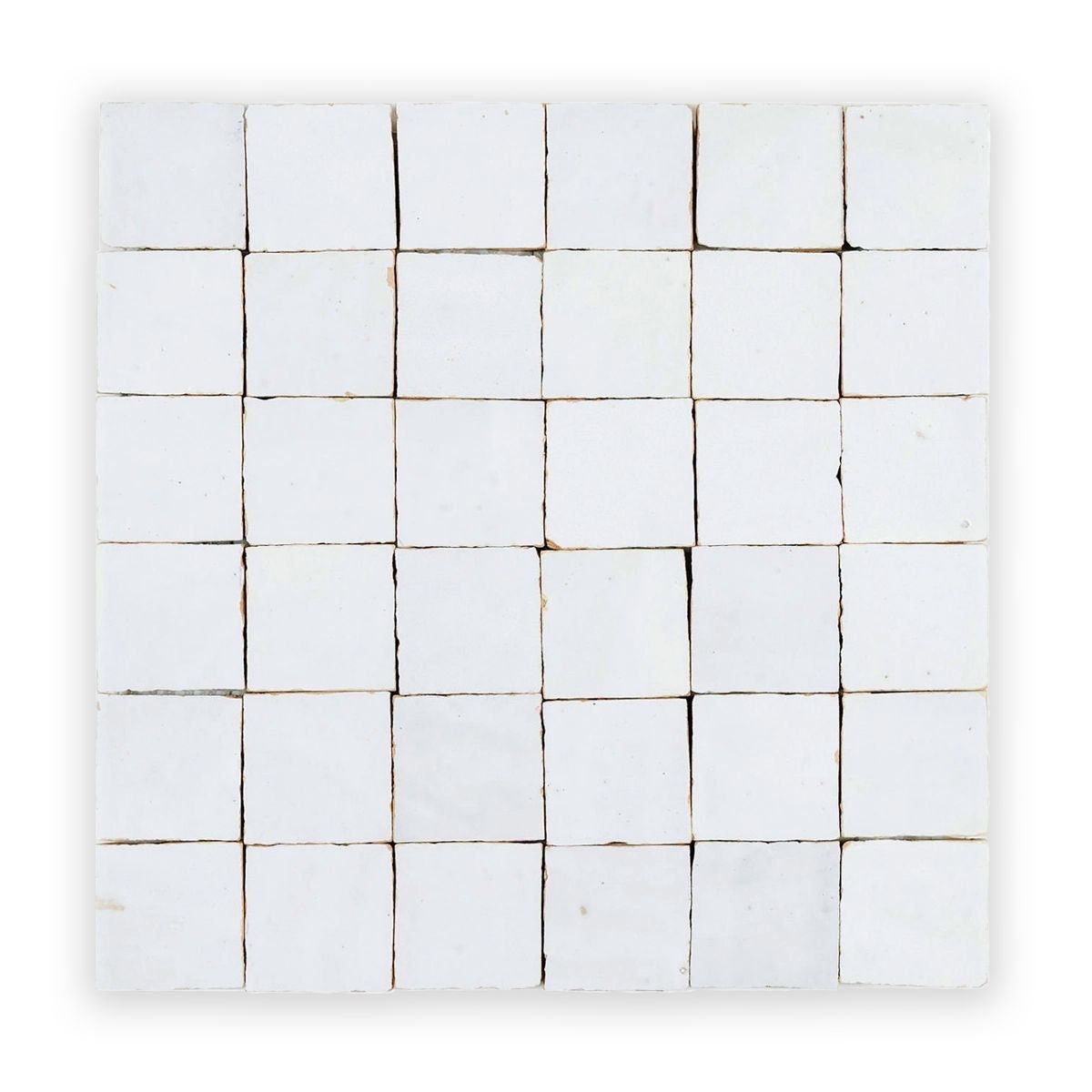 Pure White 2”x2” Square Zellige Moroccan Mosaic Wall Tile