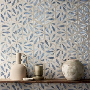 Terrapetal Fusion Stoneware Hexagon Tile 8.5x10”