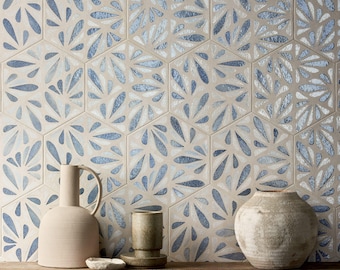 Terrapetal Fusion Stoneware Hexagon Tile 8.5x10”