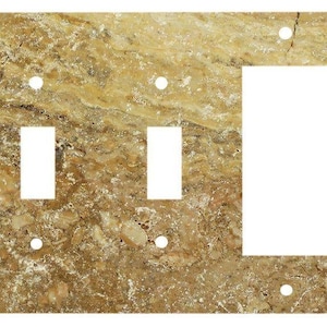 Walnut Travertine Switch Plate 2 3/4 x 4 1/2 Matte DOUBLE TOGGLE - ROCKER Wall Cover