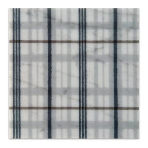 Plaid Gray Carrara Marble  6”x6” Laser Engraved Tile