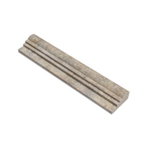Silver Travertine Honed Double Step Chair Rail Trim Tile 2 1/2x12”