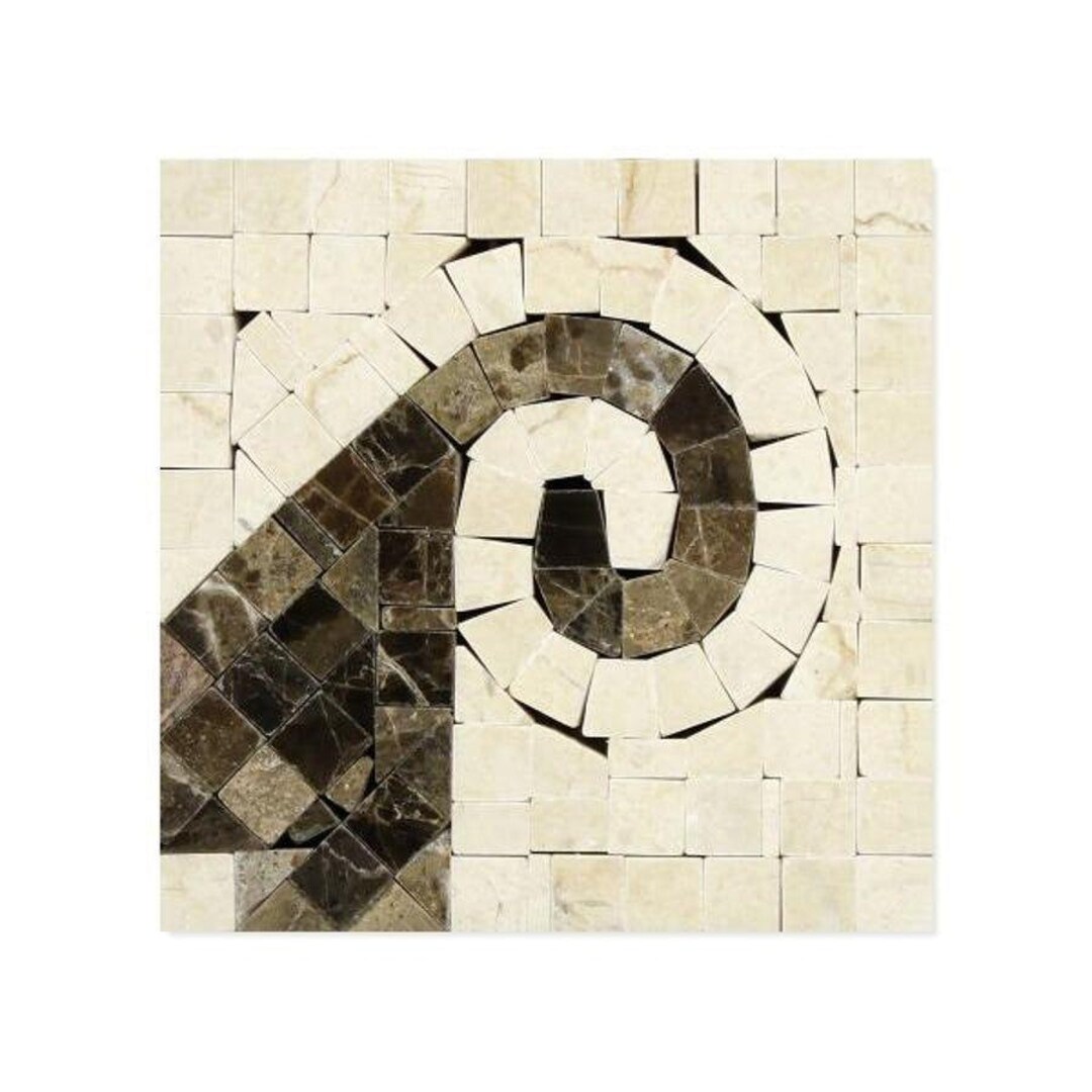 Light Beige Botticino Marble Wave W/ Emp. Dark Border Corner - Etsy