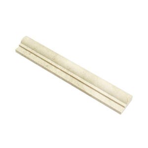 Ivory Travertine Honed Single Step Chair Rail Trim Tile 2x12”