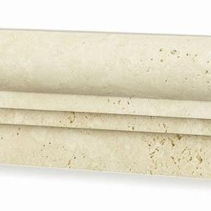 Ivory Travertine Honed Double Step Chair Rail Trim Tile 2 1/2x12”