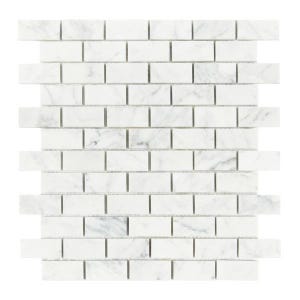 Carrara Italian Brick Mosaic Backsplash and Wall Tile