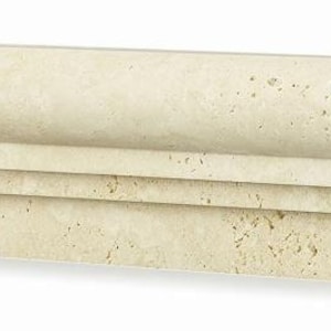 Ivory Travertine Honed Double Step Chair Rail Trim Tile 2 1/2x12”