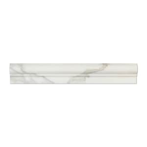 Calacatta Gold Single Step Chair Rail Trim Tile  2x12”