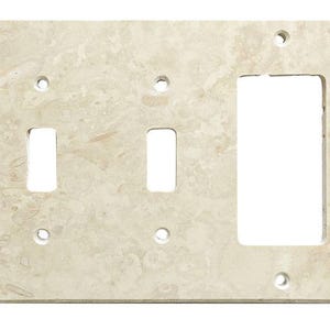 Ivory / Light Travertine Switch Plate 4 1/2 x 6 1/3 Honed DOUBLE TOGGLE - ROCKER Wall Cover