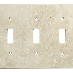 Ivory / Light Travertine Switch Plate 4 1/2 x 6 1/3 Honed 3-TOGGLE Wall Cover