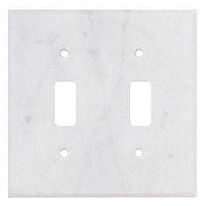 Carrara Blue Grey White Marble Switch Plate 2-TOGGLE