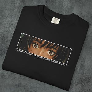 Maglietta grafica "Lost Commander Eyes Anime Box", maglietta unisex con occhi manga, maglietta anime in stile grunge streetwear che ti farà impazzire