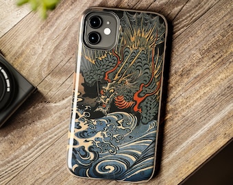 Japanese Dragon Art Phone Case: Vintage Edo Period Design