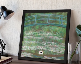 Anime Cat Art Print: Gojo Cat, Water Lily Pond (210gsm)