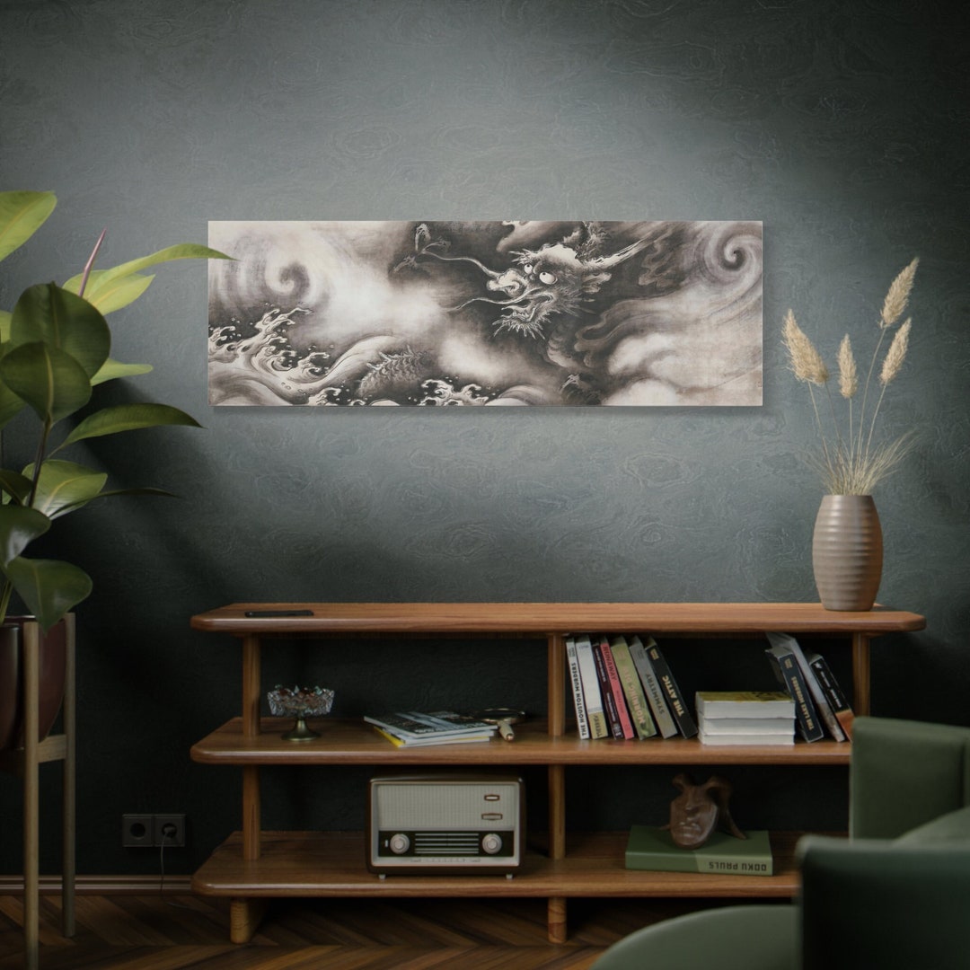 Vintage Japanese Dragon Canvas Wall Art, 1.25, Japanese Dragon Wall Art, Japanese Dragon Canvas