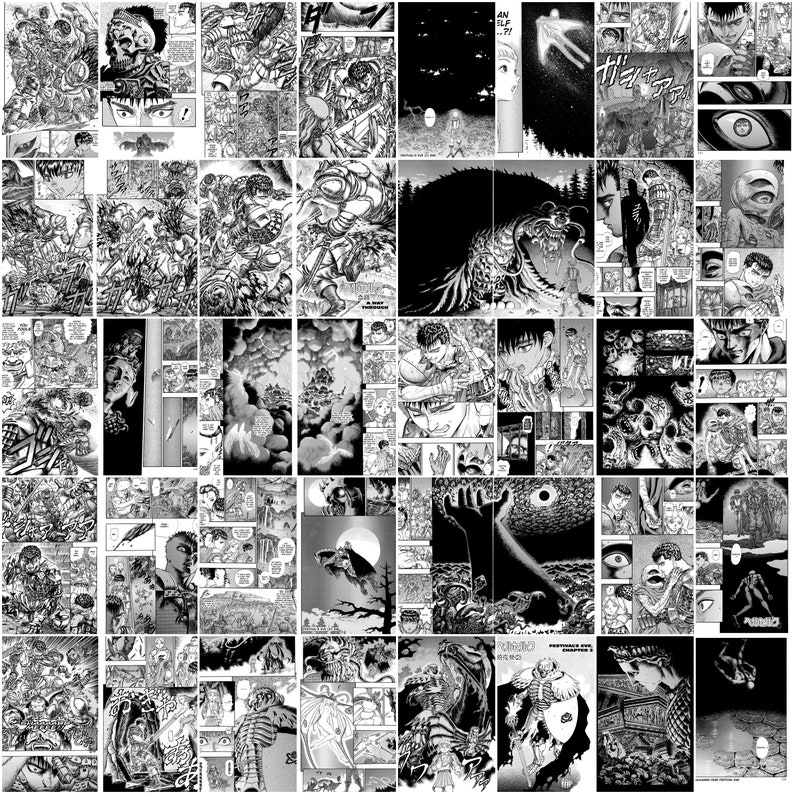 Berserk Manga Panel Collage Kit: Anime Zimmer Dekor (4239 Teile) (Digitaler Download) Bild 7