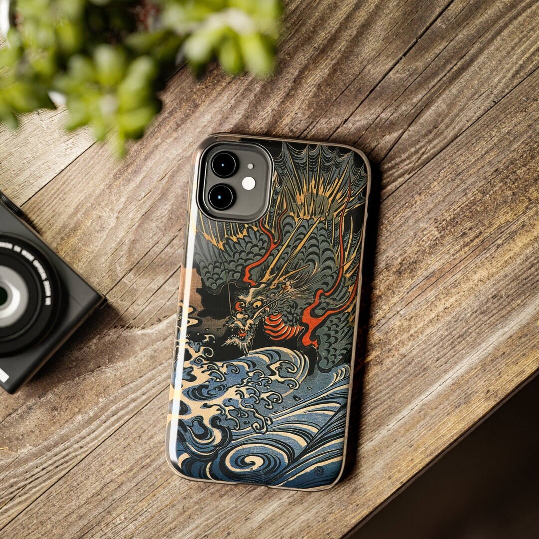 Vintage Japanese Dragon Art Phone Case, Antique Japanese Art Phone Case