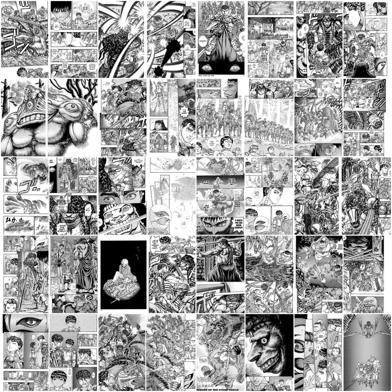 K&ouml;nnte beinhalten: Ein Schwarzwei&szlig;-Manga-Comic-Panel mit verschiedenen Charakteren und Szenen. Das Panel ist in mehrere kleinere Panels unterteilt, die jeweils einen anderen Moment der Geschichte darstellen. Die Charaktere sind in einem realistischen Stil gezeichnet, mit detaillierten Gesichtsausdr&uuml;cken und Kleidung. Die Szenen spielen an verschiedenen Orten, darunter ein Wald, ein Schlachtfeld und eine Burg.