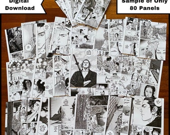 Vagabond Manga Panel Collage Kit: Anime Room Decor (1556 Pcs) (Digital Download)