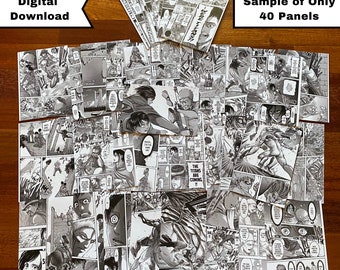 AoT Manga Panel Wall Collage Kit: 1868 Black & White Prints (Digital Download)