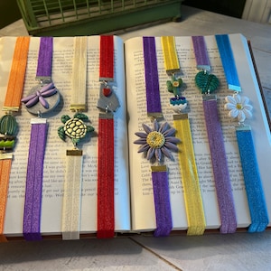 Elastic ribbon Bookmarks, Bible bookmarks, Polymer Clay, handmade, gifts under 10 for women, mail-able gift, birthday gift for her