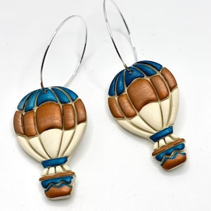 Hot Air Balloon earrings, whimsical jewelry, polymer clay dangles, gifts for her under 20, birthday gift for her, aviation jewelry