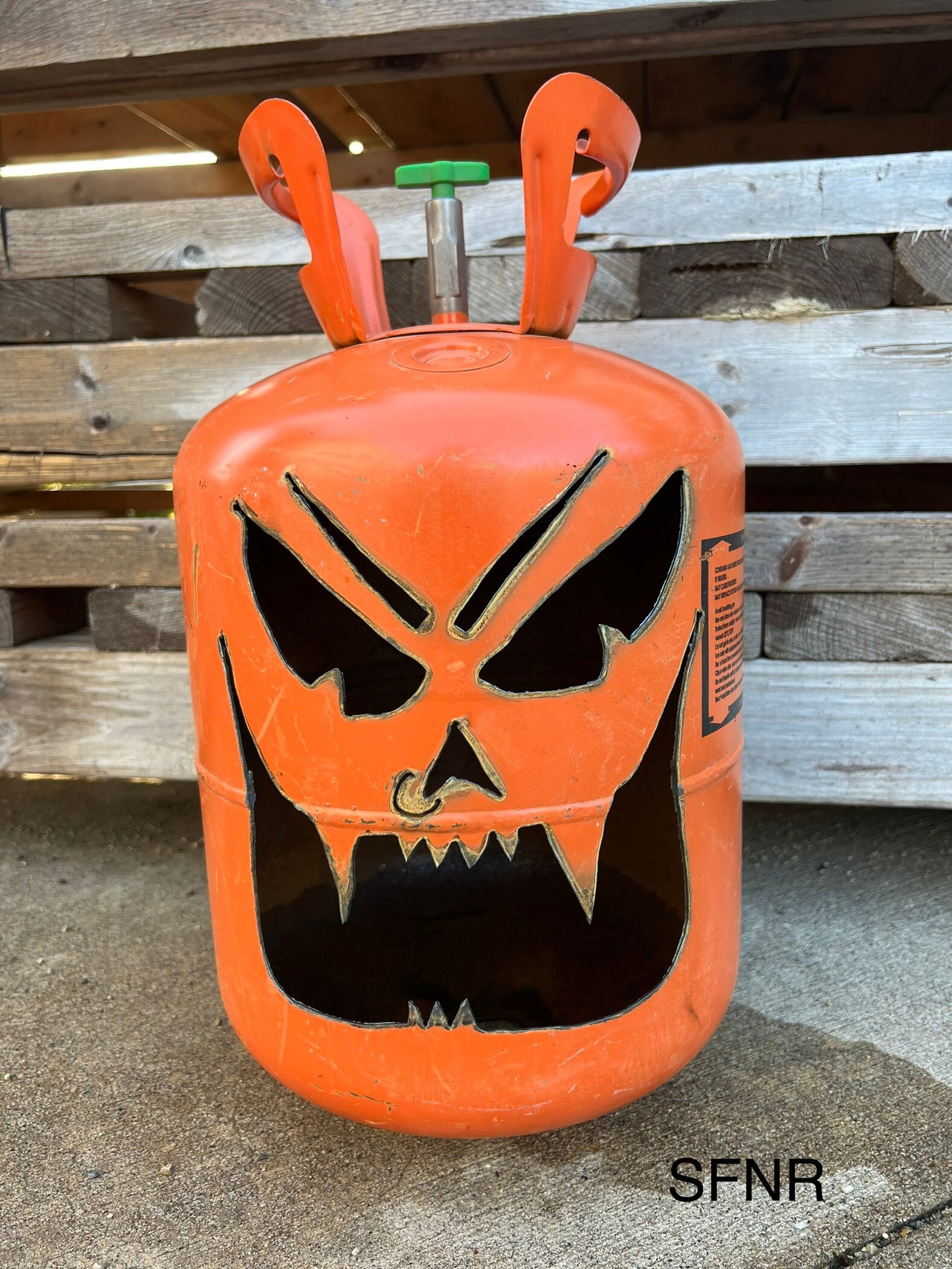 Upcycled Freon Tank Jack O Lantern Pumpkin Yard or Porch Art for