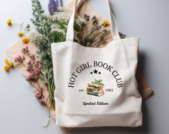 Hot Girls Book Club aanpasbare Tote, Bookish Tote Bag, Book Tote Bag, Bookish Bag, Boekenliefhebbers Geschenken, Reader Tote Bag, Bibliothecaris Gift