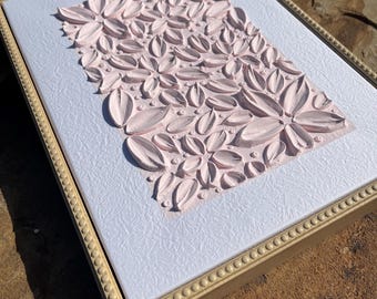 Framed Pink Floral Canvas, 3D Textured Flower Painting, 16x12