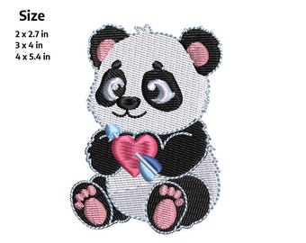 Panda heart anime Embroidery Design – Teddy Valentine gift cute- digital file (PES, DST, EXP)